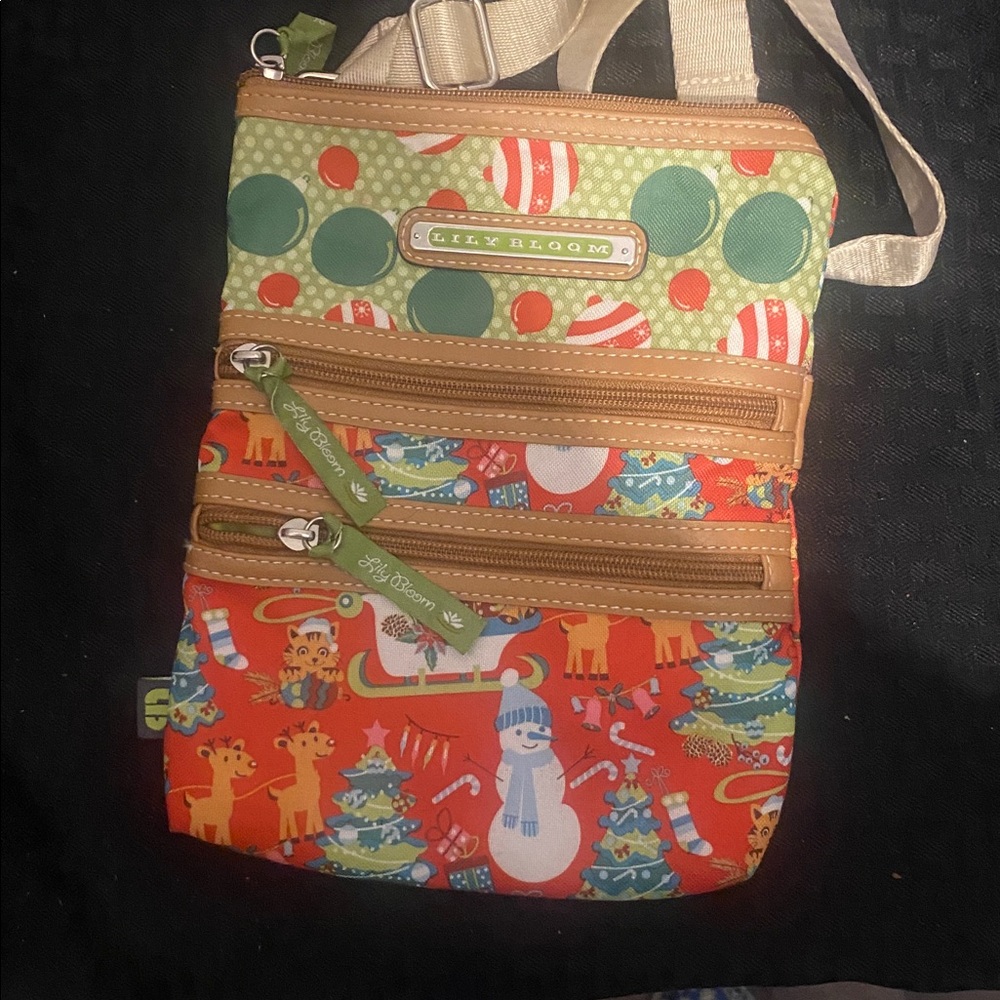Lily Bloom Holiday Crossbody Bag with Green and Red